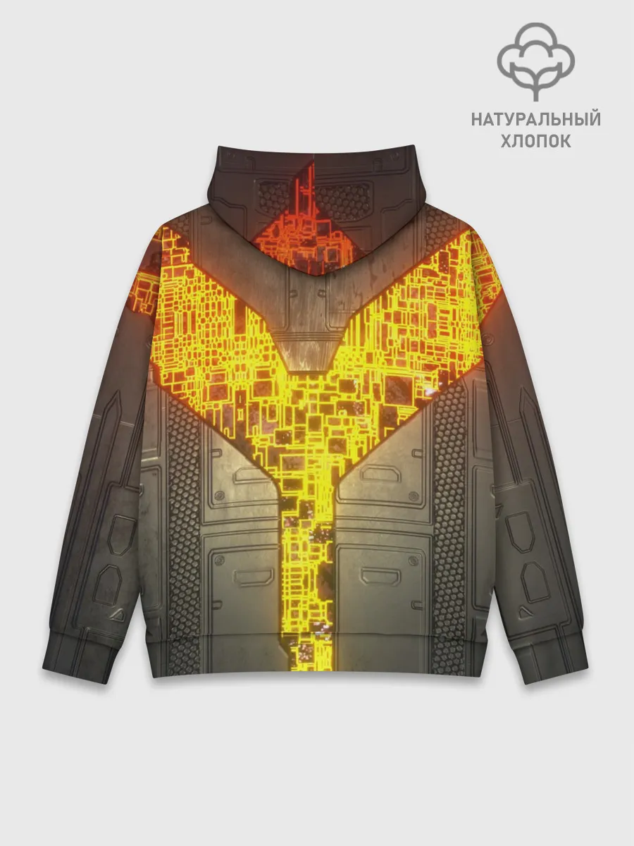Худи мужской база хлопок / Неоновая внутренность 3D