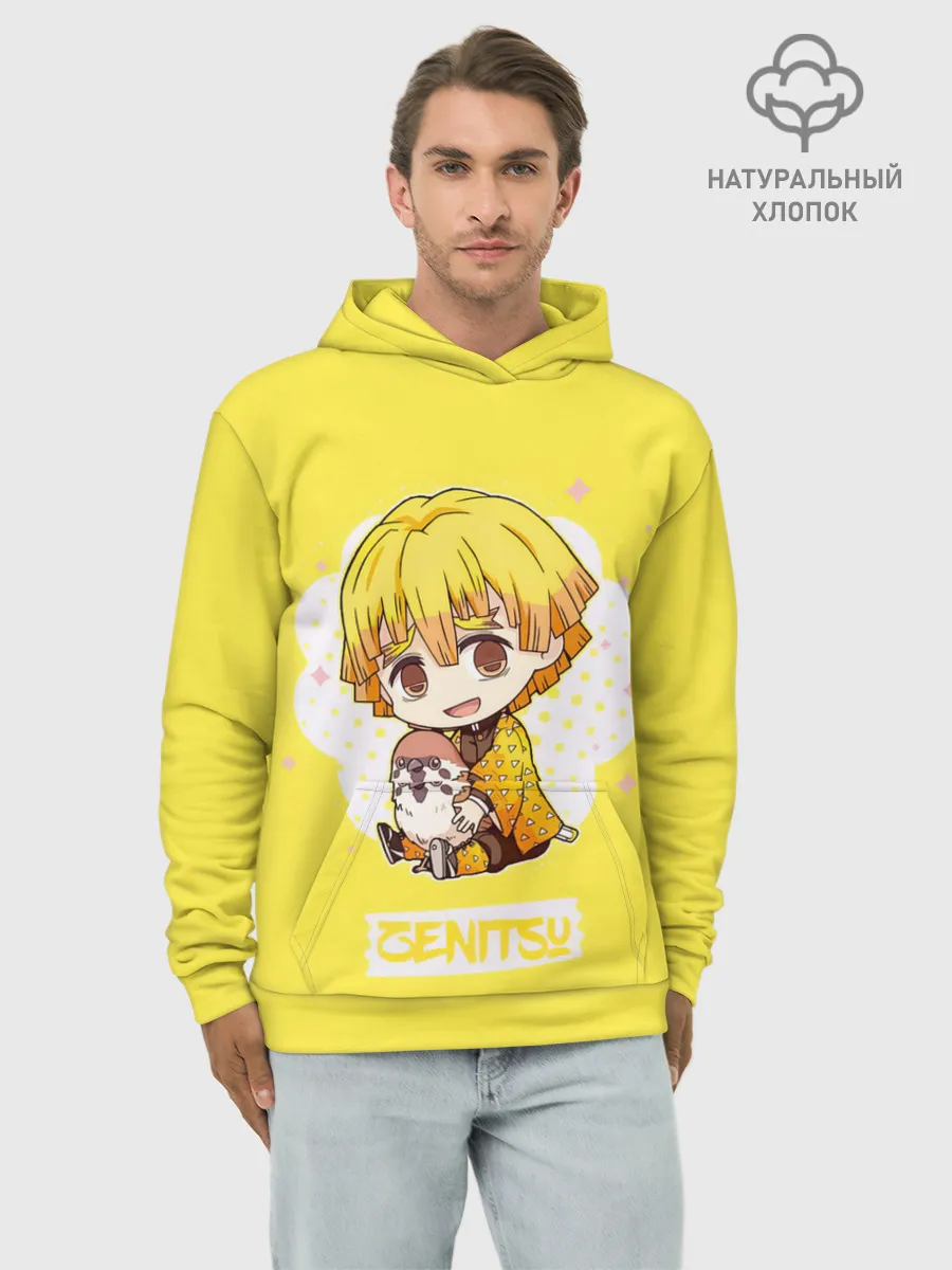 Худи мужской база хлопок / Zenitsu Agatsuma Kimetsu no Yaiba