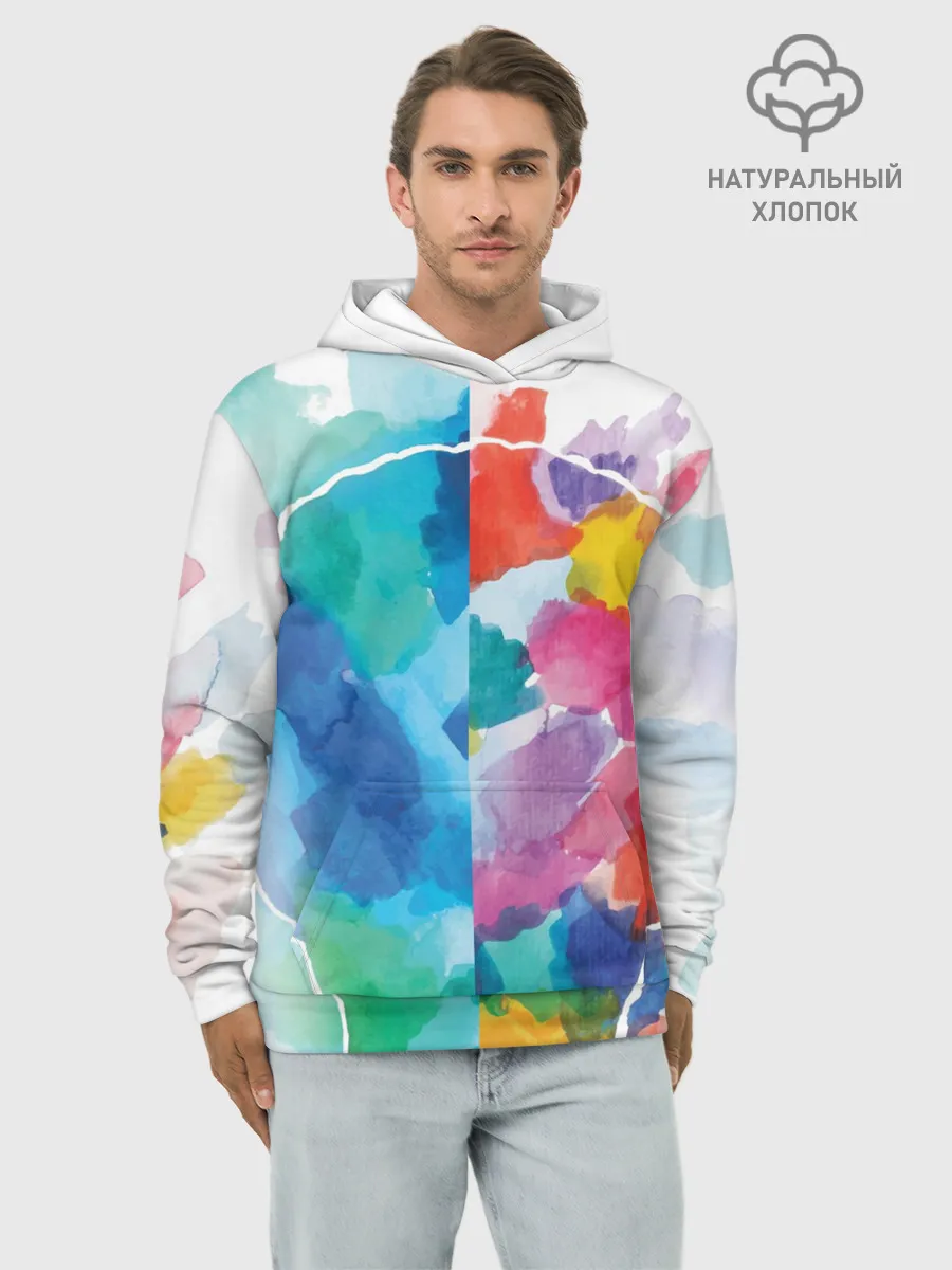Худи мужской база хлопок / Акварель