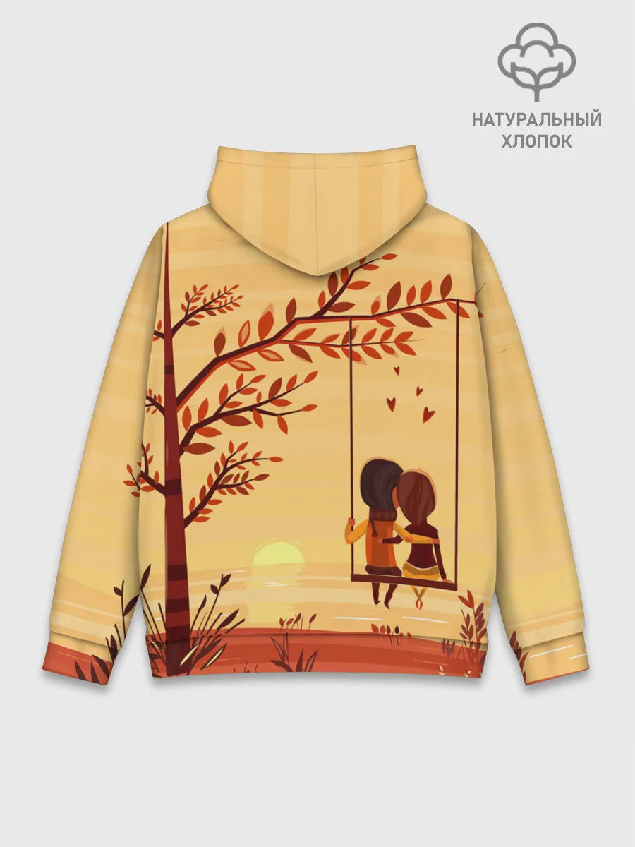 Худи мужской база хлопок / Романтика. Пара на качелях