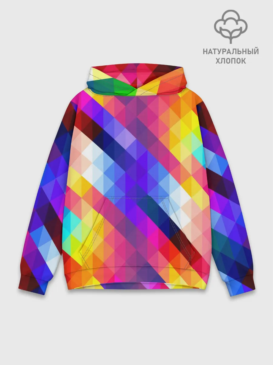 Худи мужской база хлопок / Пиксельная радуга