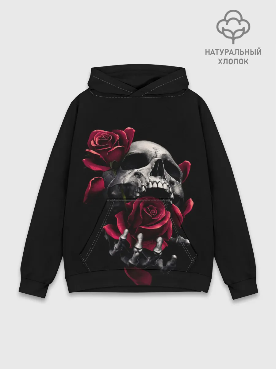 Худи мужской база хлопок / ЧЕРЕП И РОЗЫ