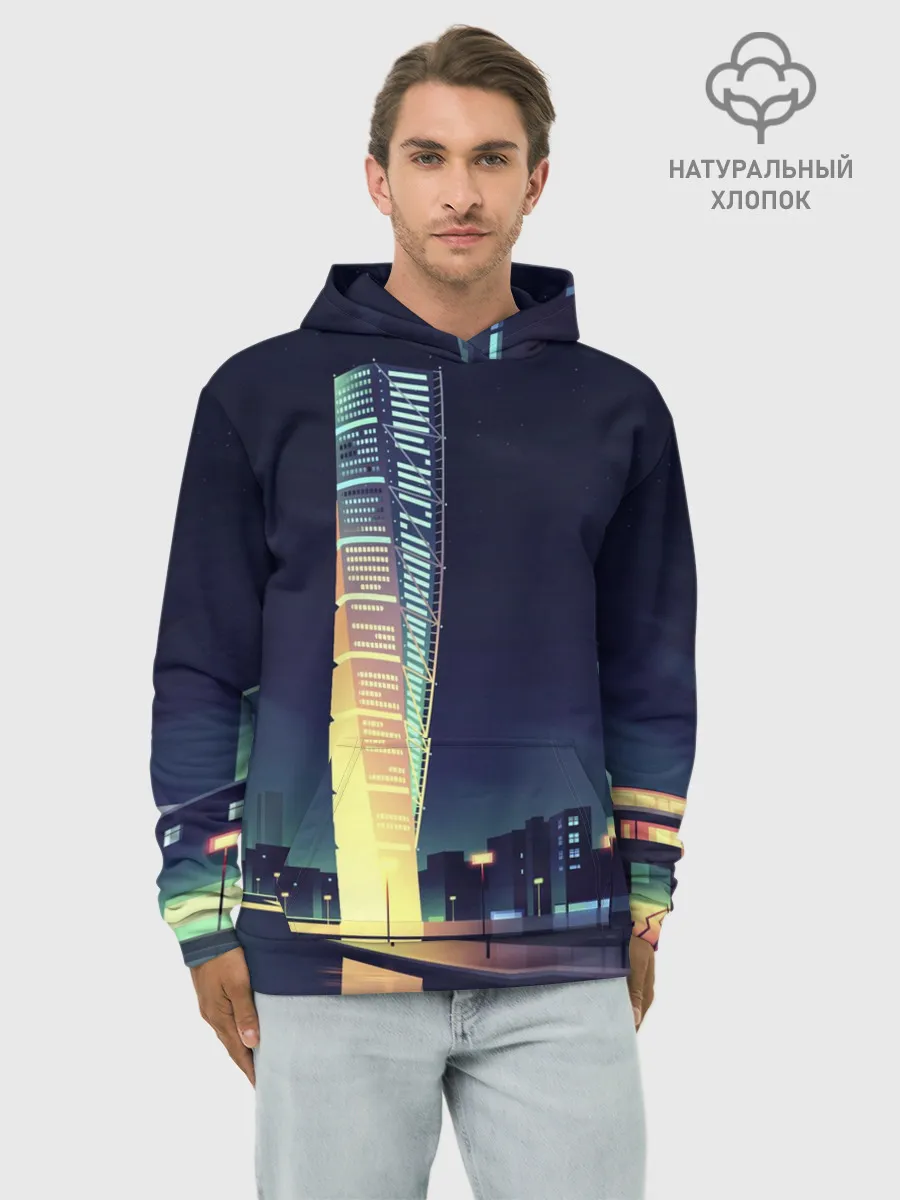 Худи мужской база хлопок / Ночной Город