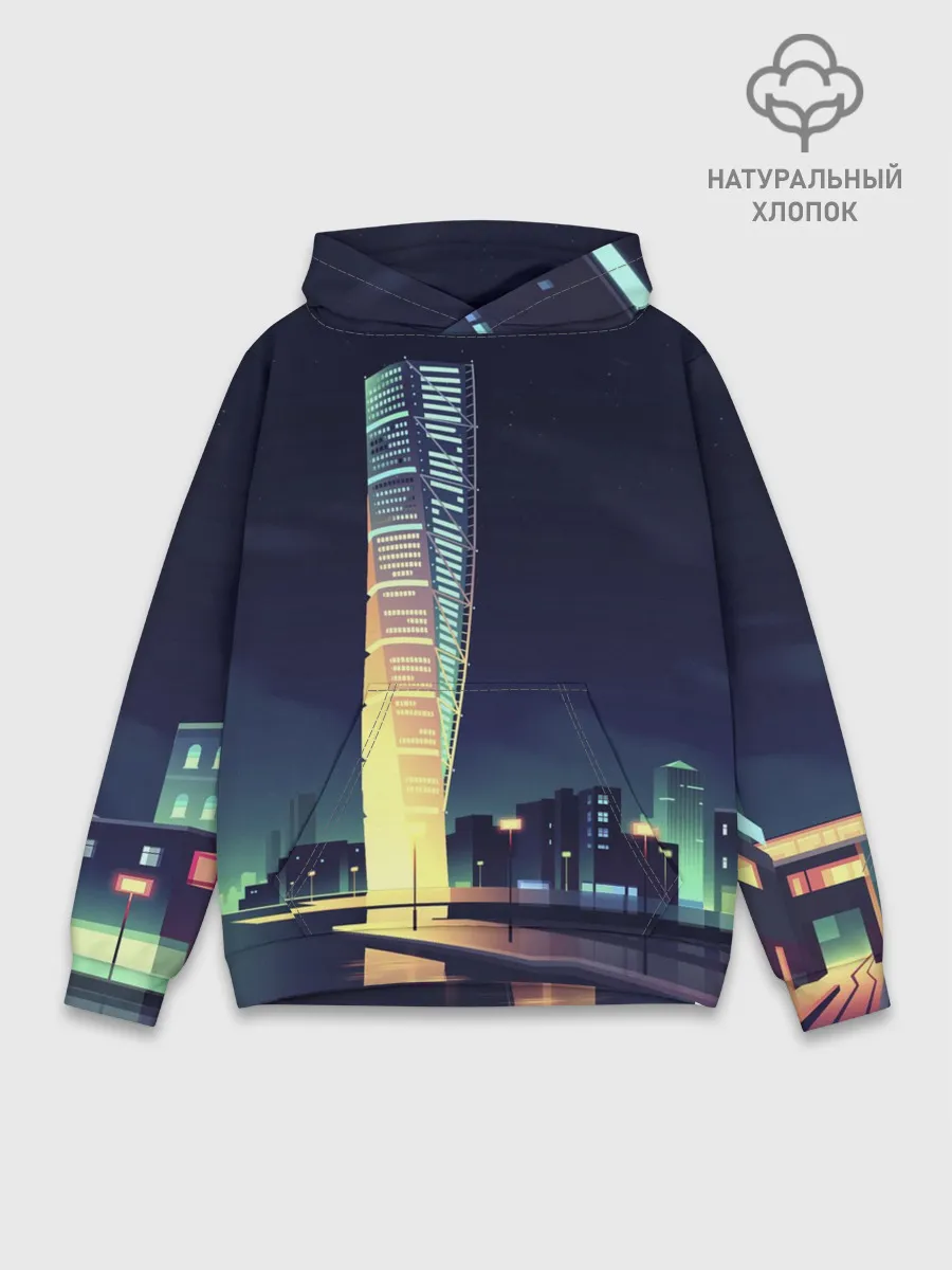 Худи мужской база хлопок / Ночной Город