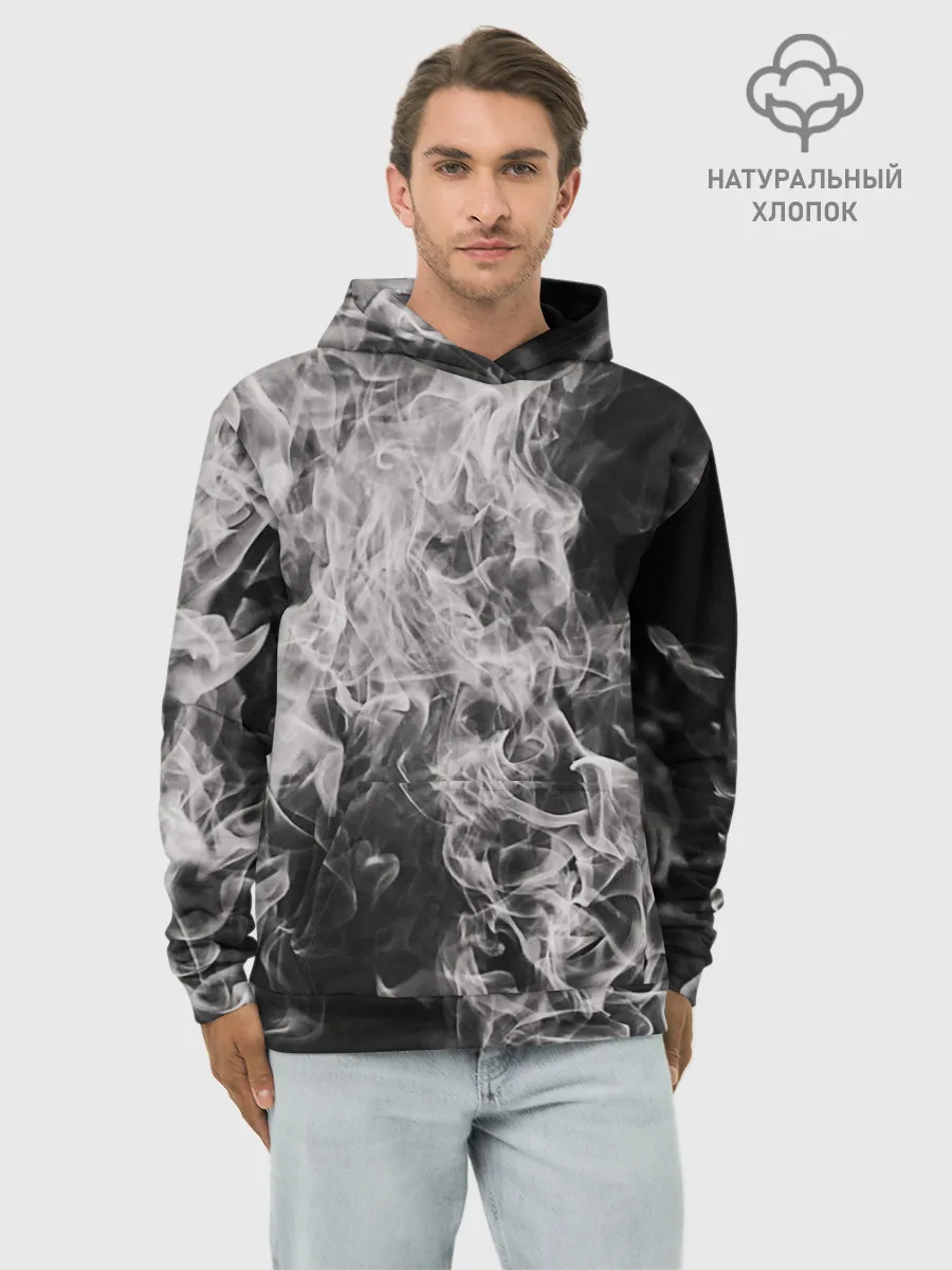 Худи мужской база хлопок / Fire and Smoke
