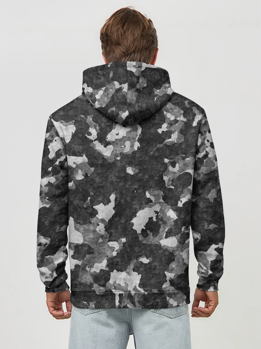 Худи мужской база хлопок / Gray Camouflage