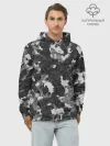 Худи мужской база хлопок / Gray Camouflage