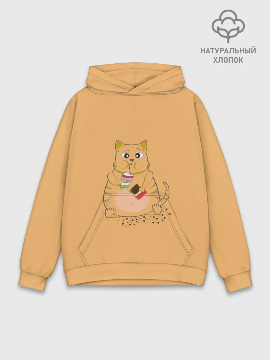Худи мужской база хлопок / РЫЖИЙ КОТ ТОЛСТЯК