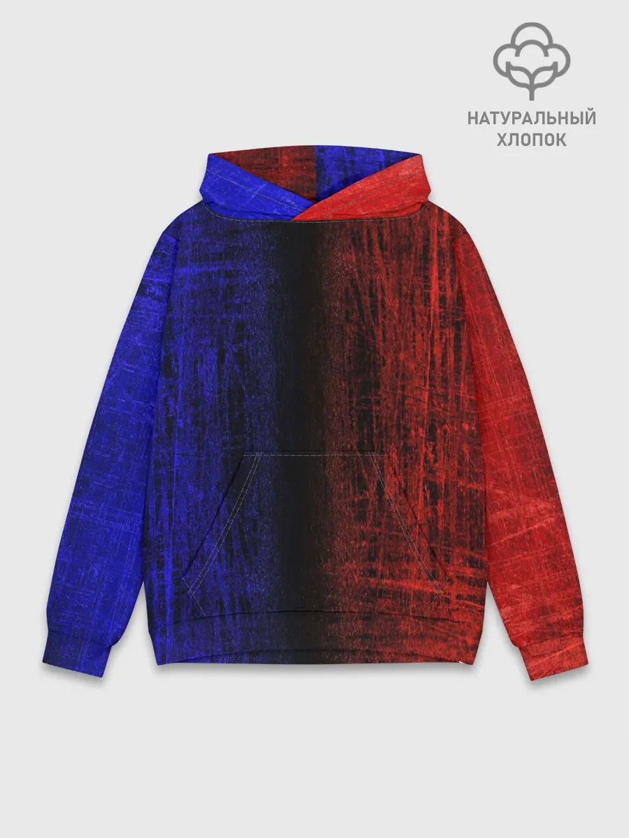 Худи мужской база хлопок / Сине-Красная Текстура