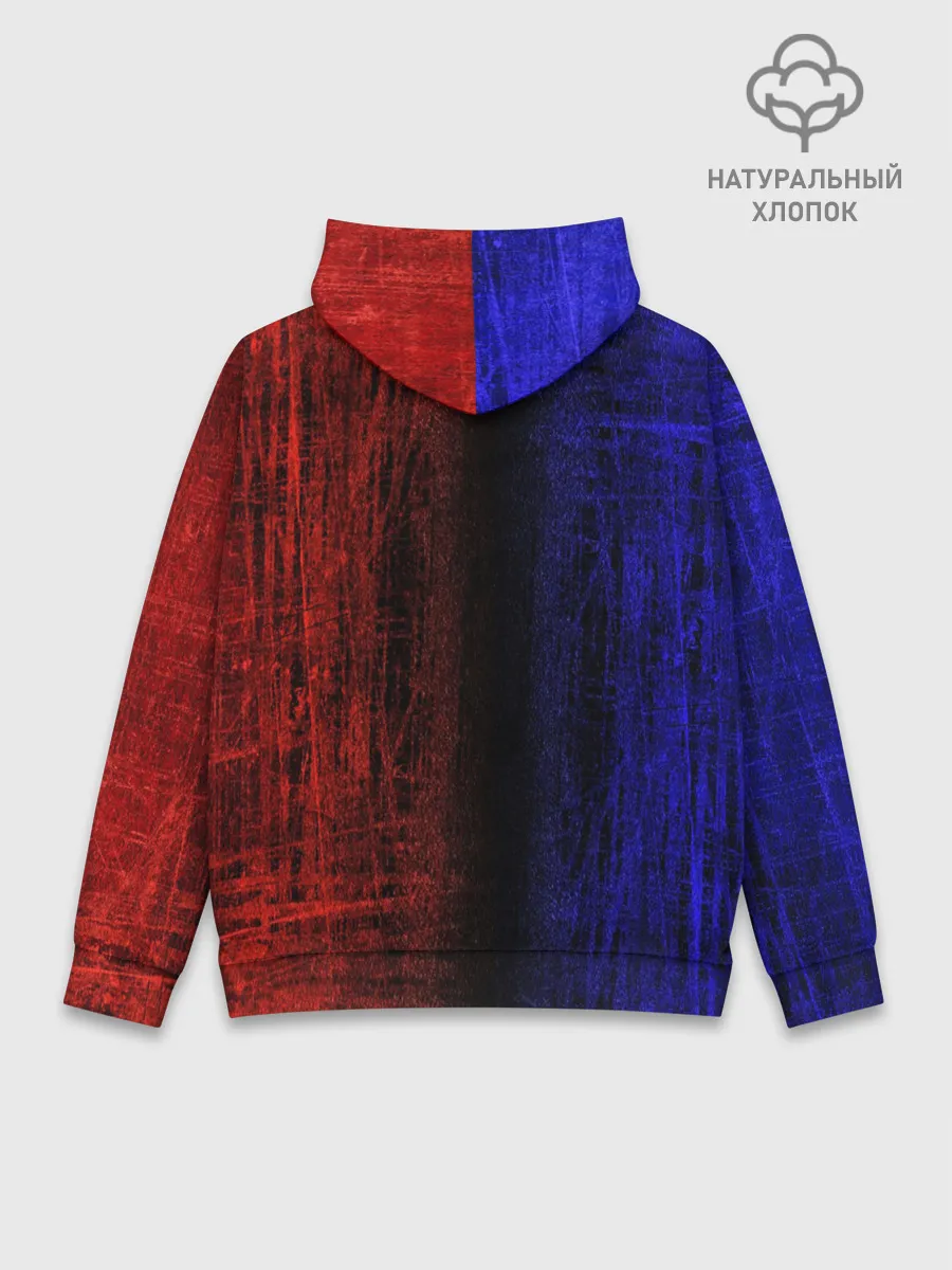 Худи мужской база хлопок / Сине-Красная Текстура