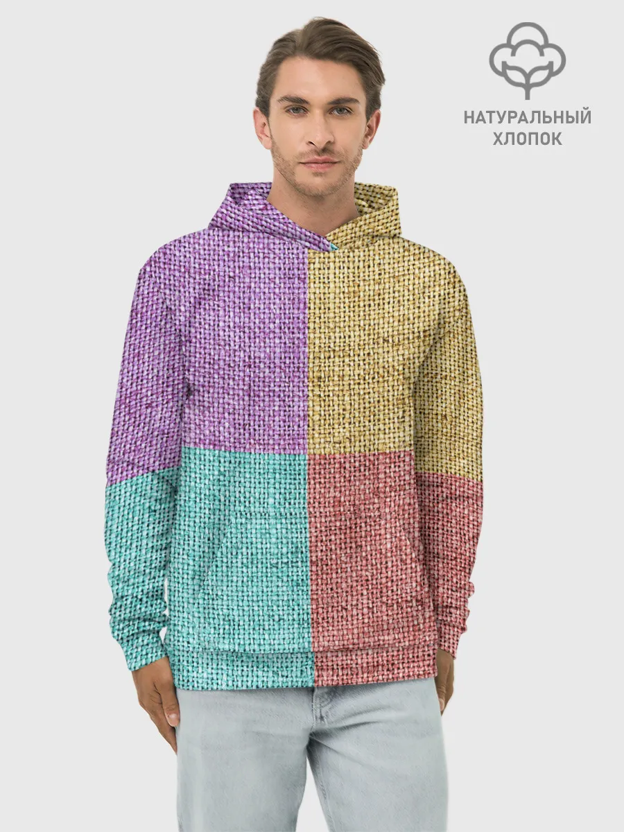 Худи мужской база хлопок / Burlap Patchwork