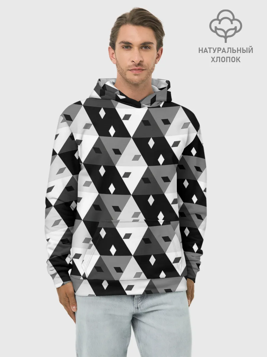 Худи мужской база хлопок / Абстрактные кубики