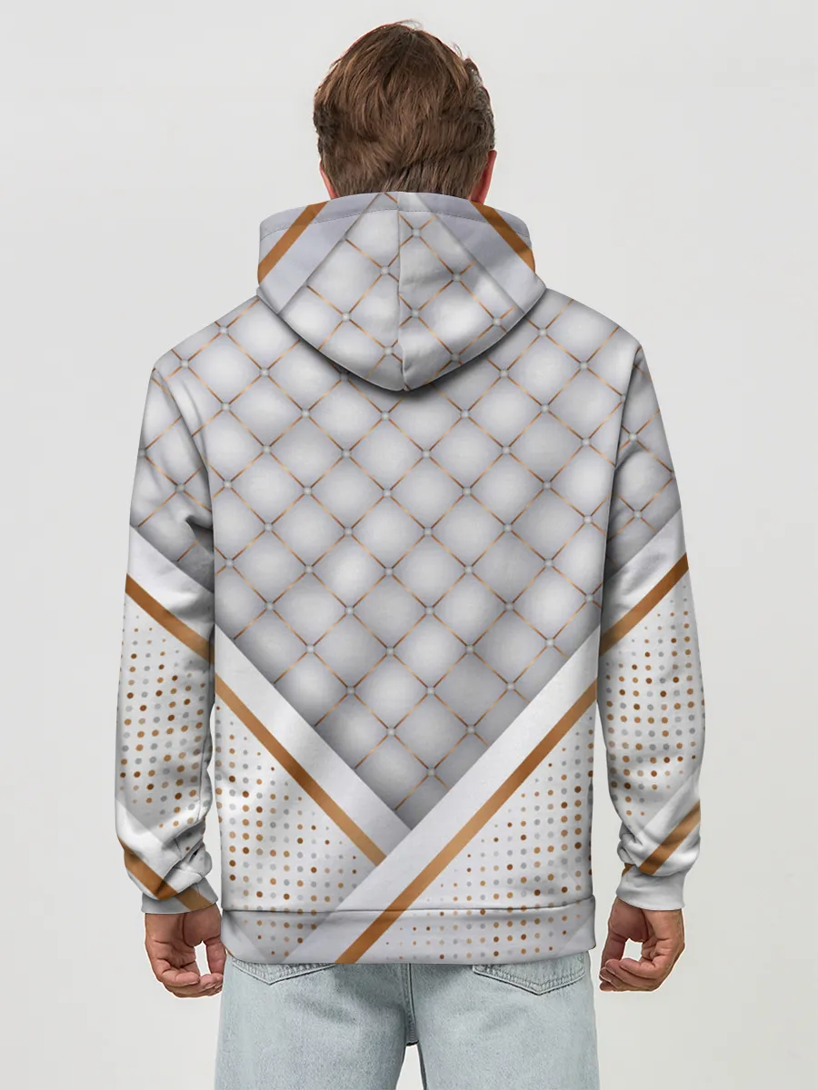 Худи мужской база хлопок / Luxury white & Gold