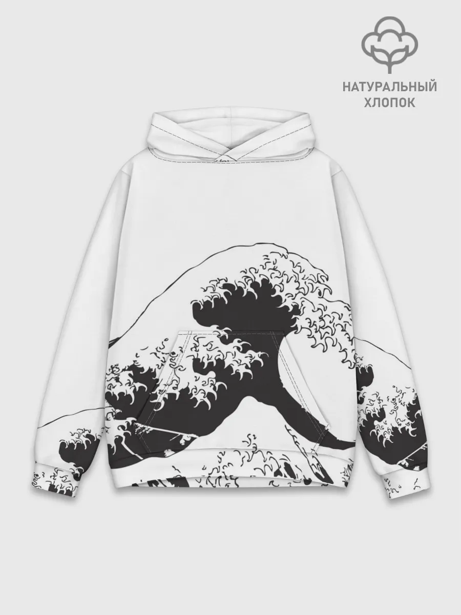 Худи мужской база хлопок / Волна Канагава Япония | Sea Wave