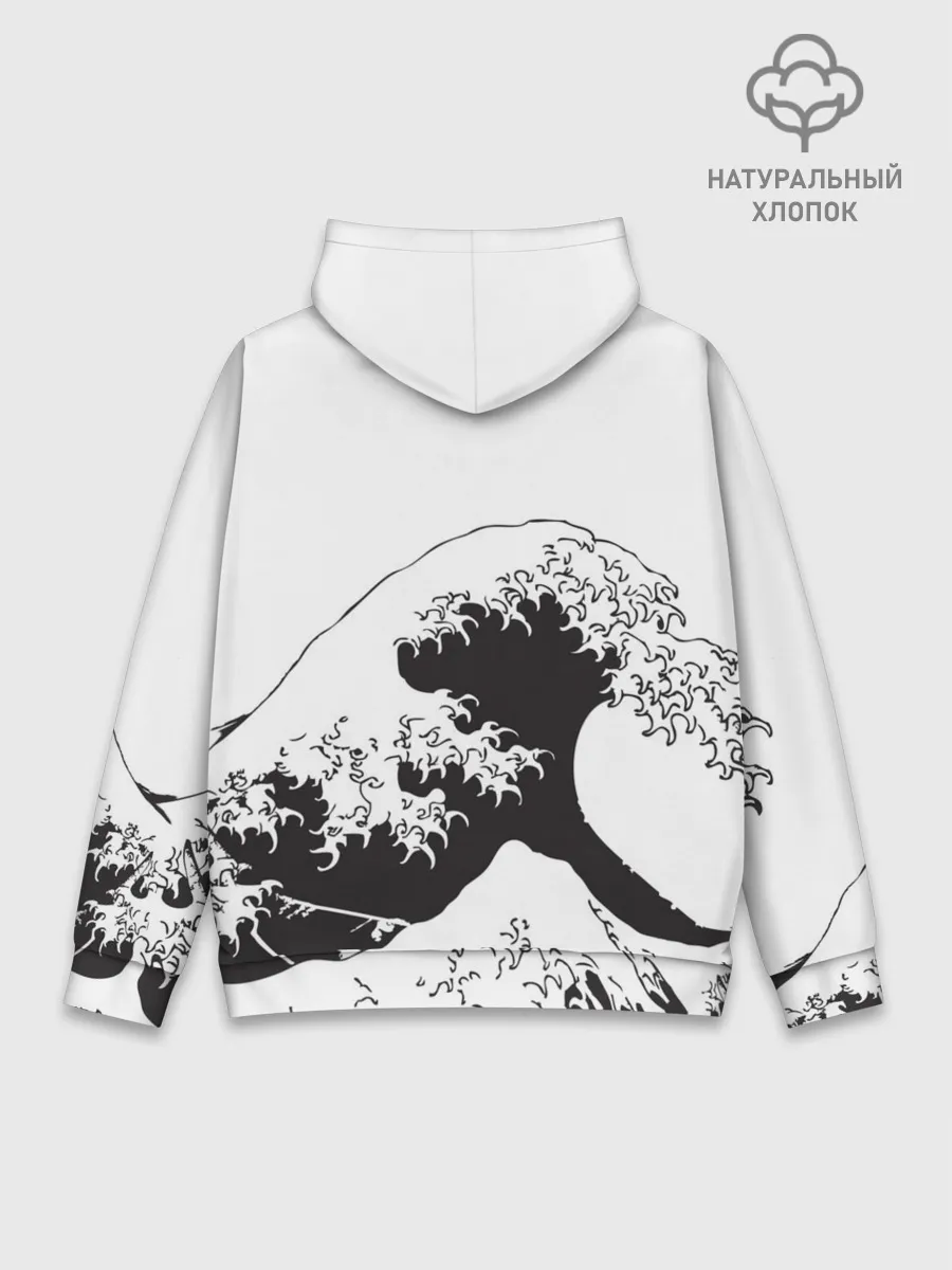 Худи мужской база хлопок / Волна Канагава Япония | Sea Wave