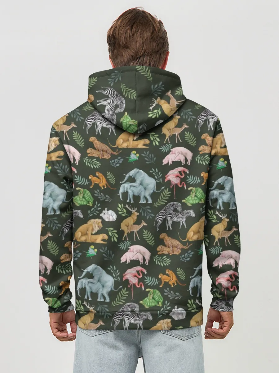 Худи мужской база хлопок / Дикие Звери Паттерн