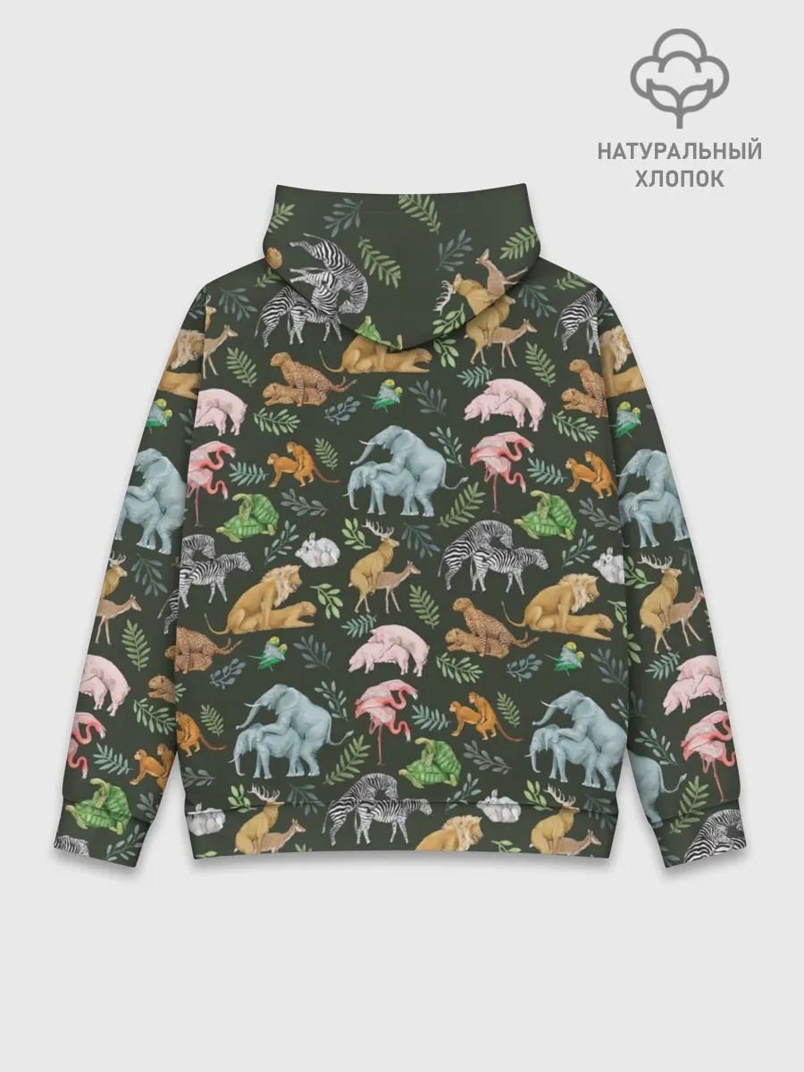 Худи мужской база хлопок / Дикие Звери Паттерн