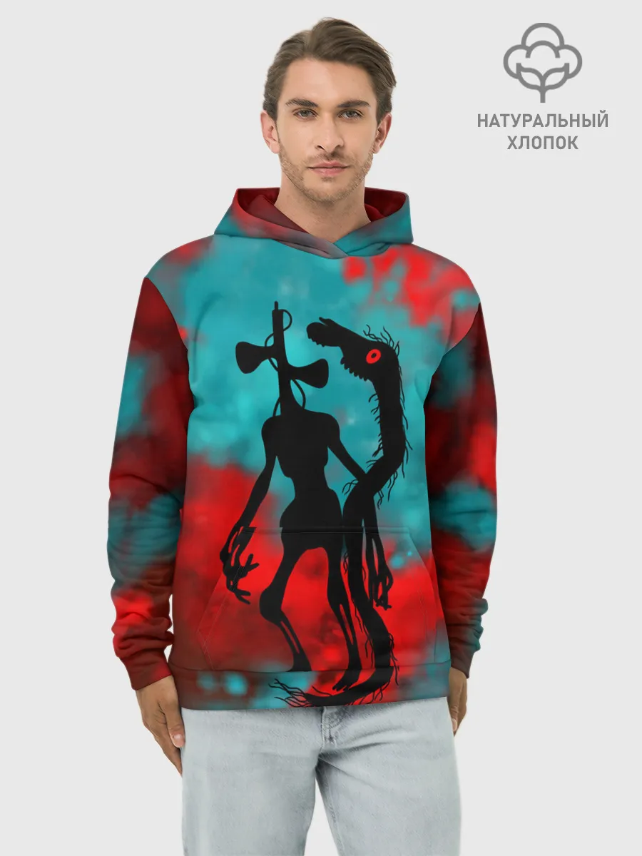 Худи мужской база хлопок / Сиреноголовый и Лошадь монстры