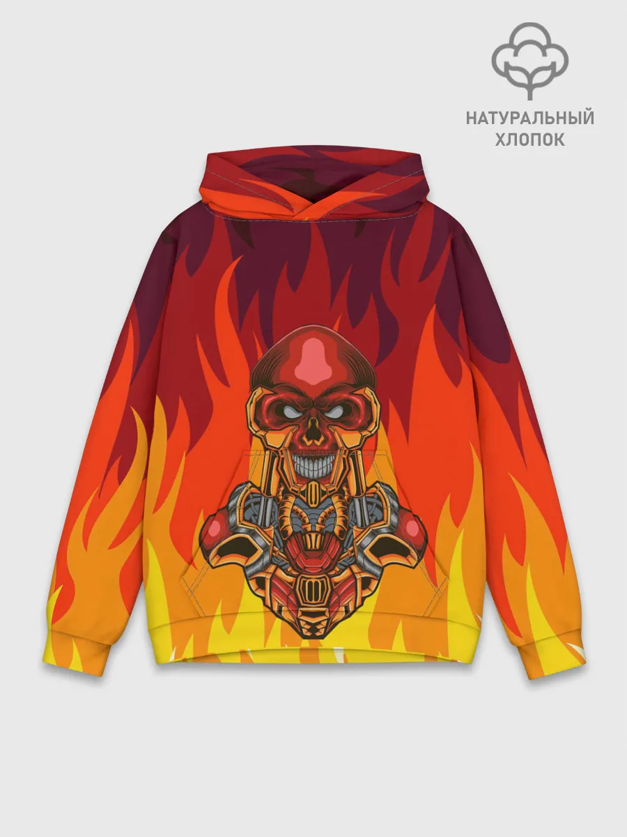 Худи мужской база хлопок / Меха скелет | Steampunk Fire
