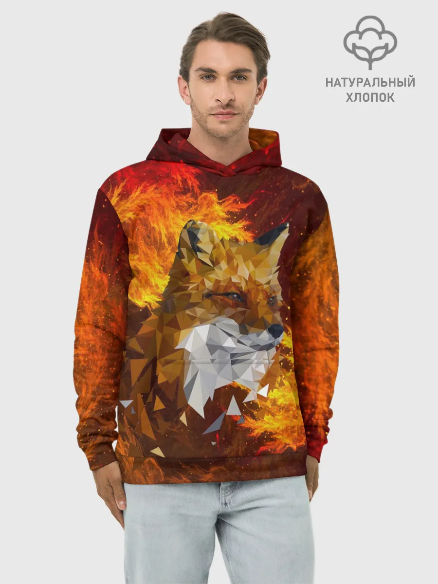 Худи мужской база хлопок / Огненный Лис