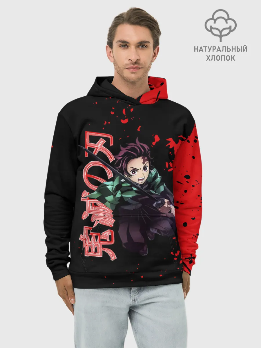 Худи мужской база хлопок / Танджиро Kimetsu no Yaiba