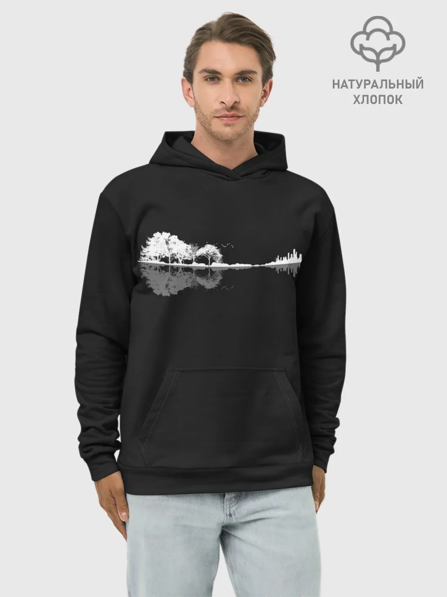 Худи мужской база хлопок / Natural Guitar. Reflection