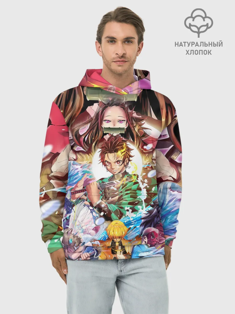 Худи мужской база хлопок / ТАНДЖИРО НЕЗУКО ЗЕНИЦУ / KNY