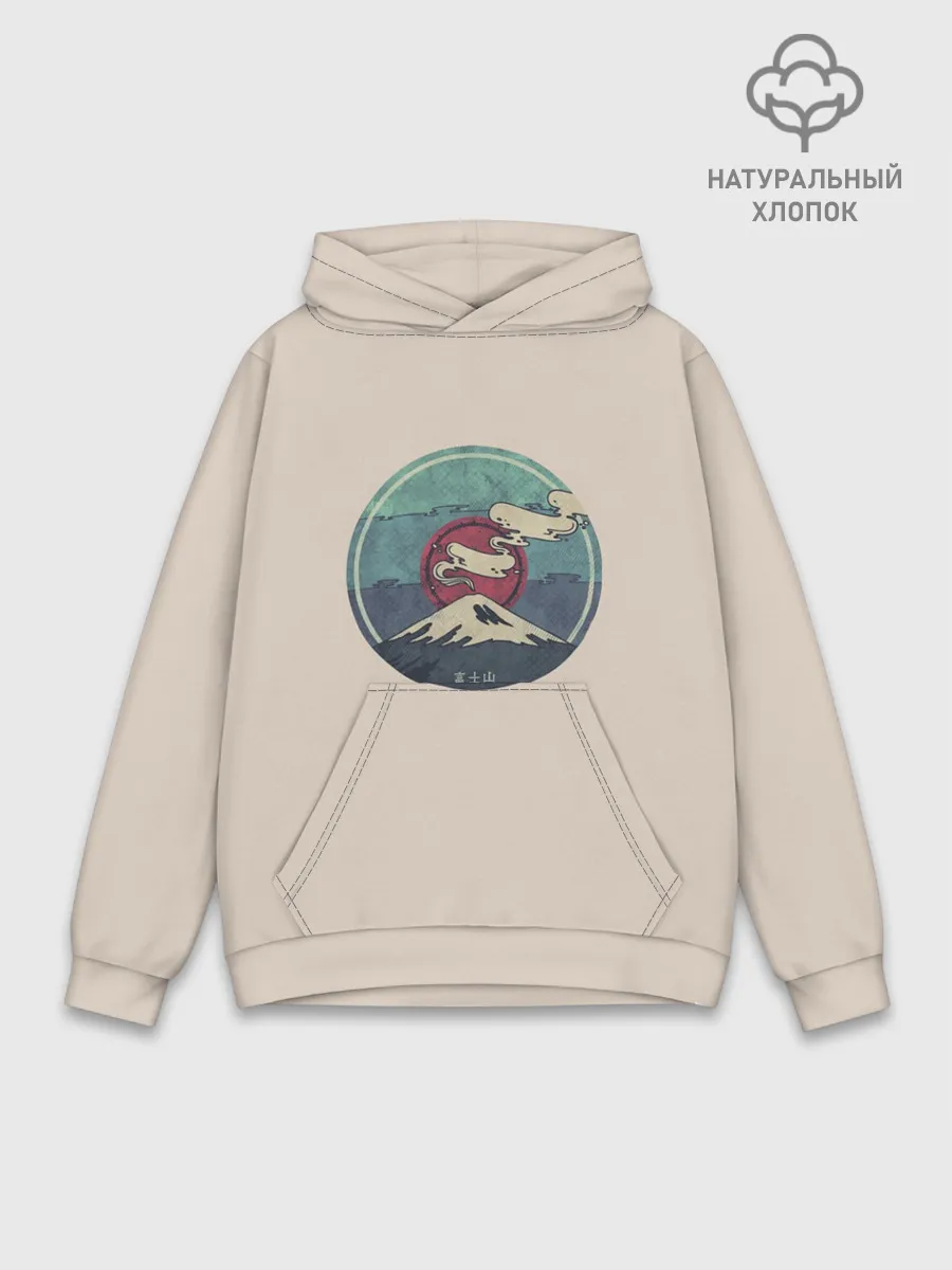 Худи мужской база хлопок / Вулкан Фудзияма. Япония