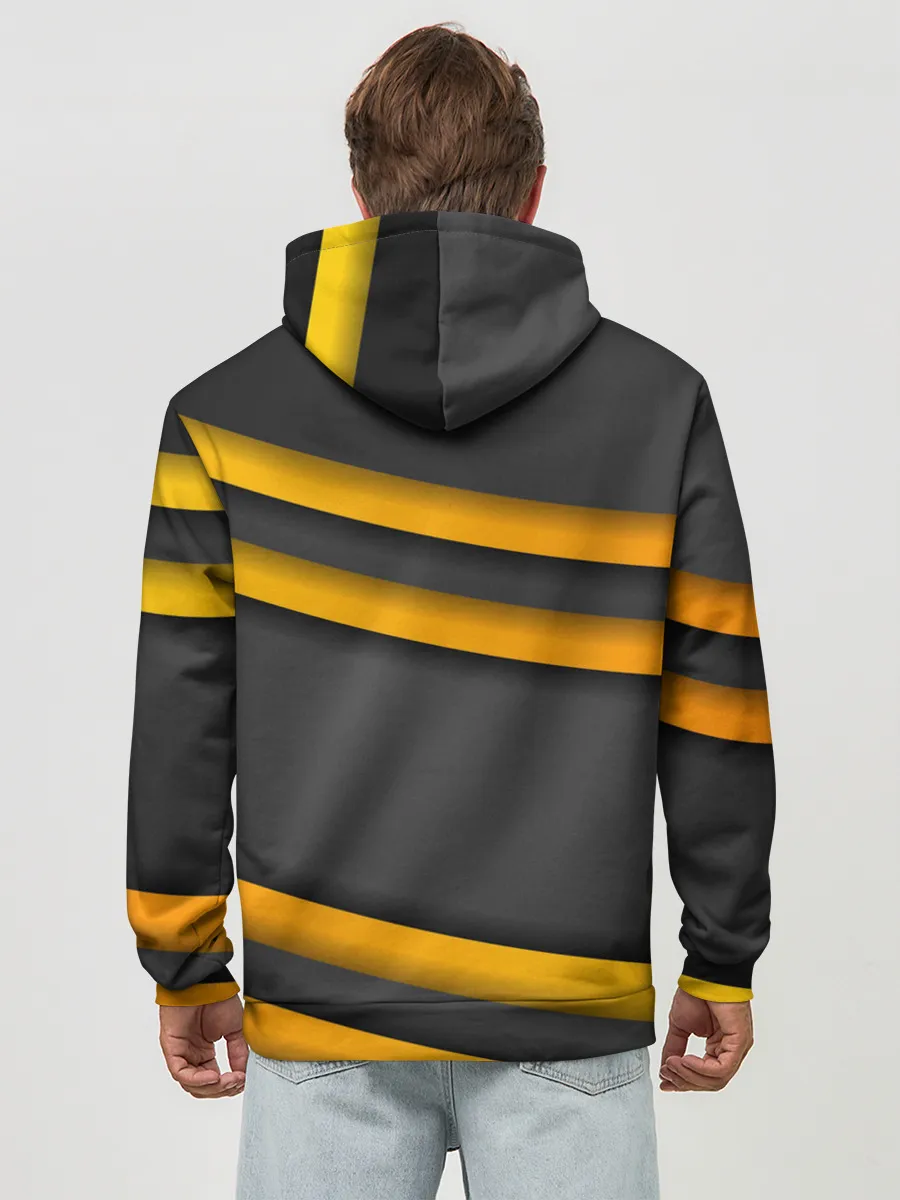 Худи мужской база хлопок / Желтые полосы