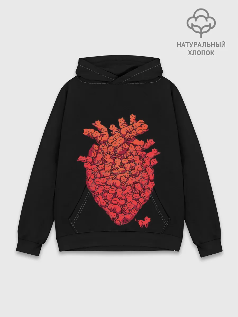 Худи мужской база хлопок / Сердце Из Котиков