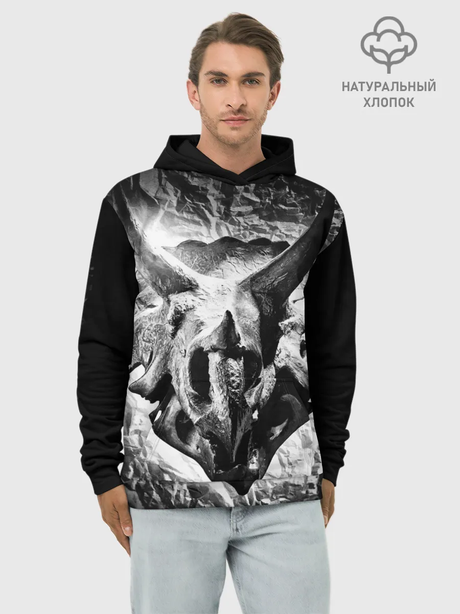 Худи мужской база хлопок / Трицератопс | Динозавр