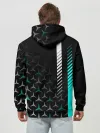 Худи мужской база хлопок / МЕРСЕДЕС / AQUA BLACK GRADIENT