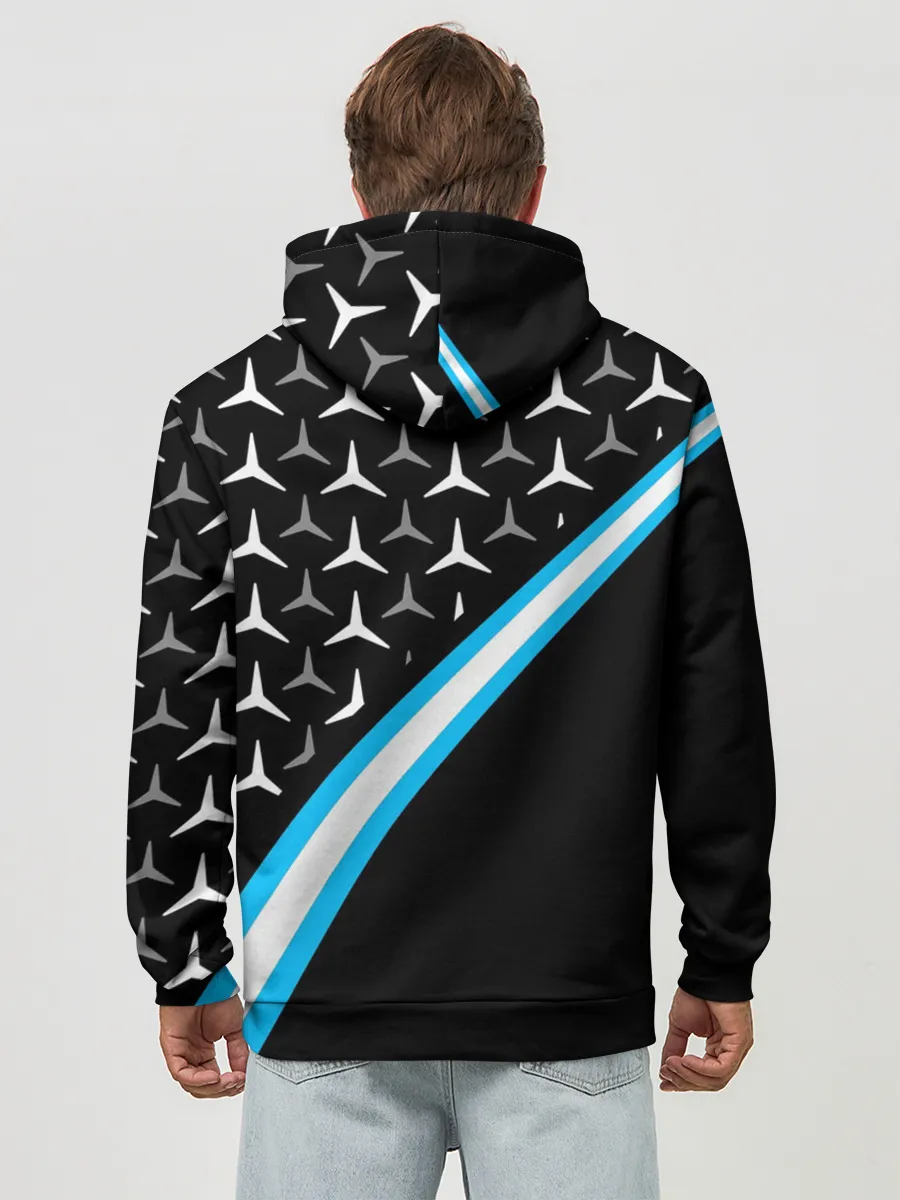 Худи мужской база хлопок / MERCEDES / УЗОР / ЛИНИЯ АКВА