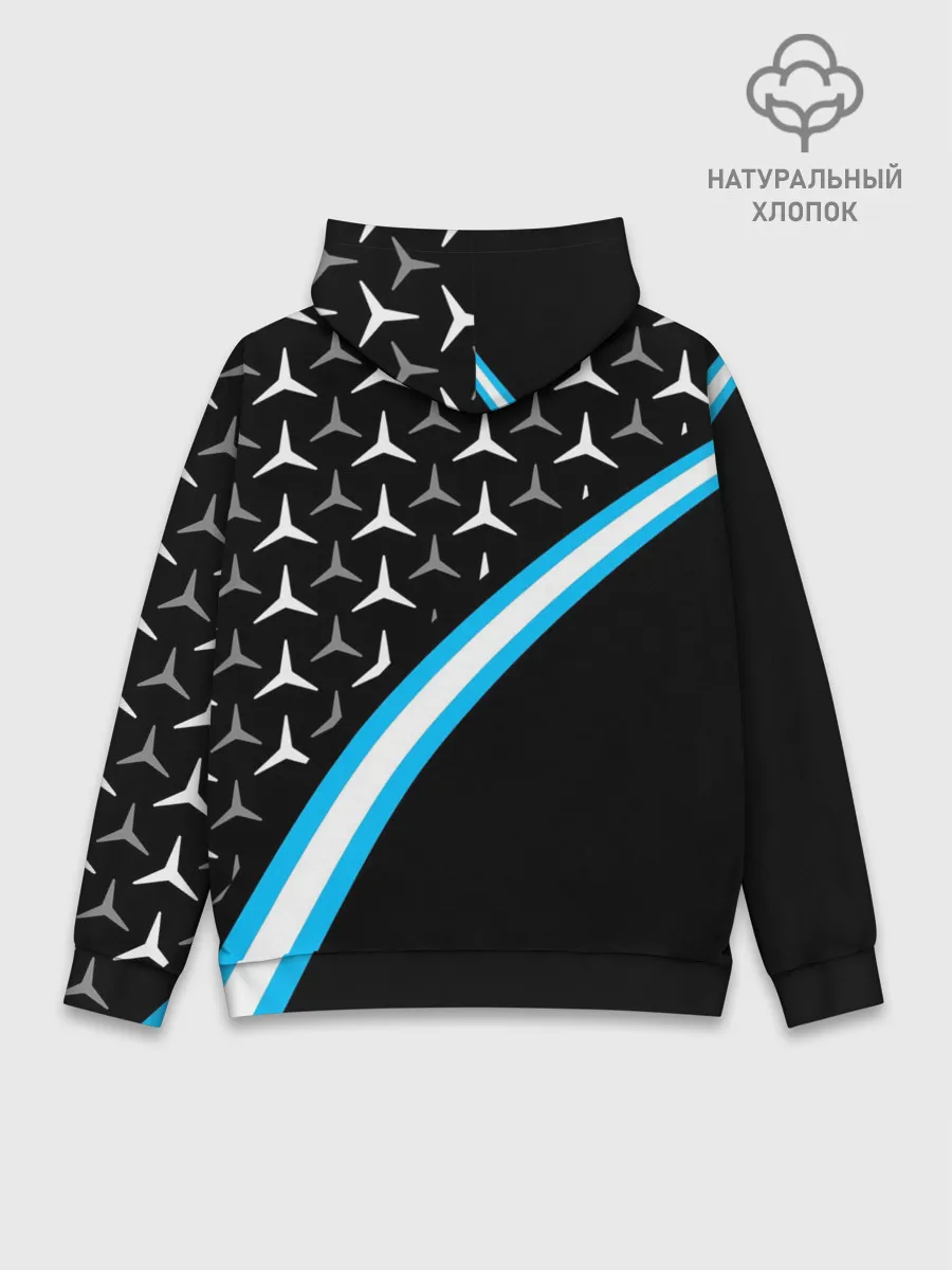 Худи мужской база хлопок / MERCEDES / УЗОР / ЛИНИЯ АКВА