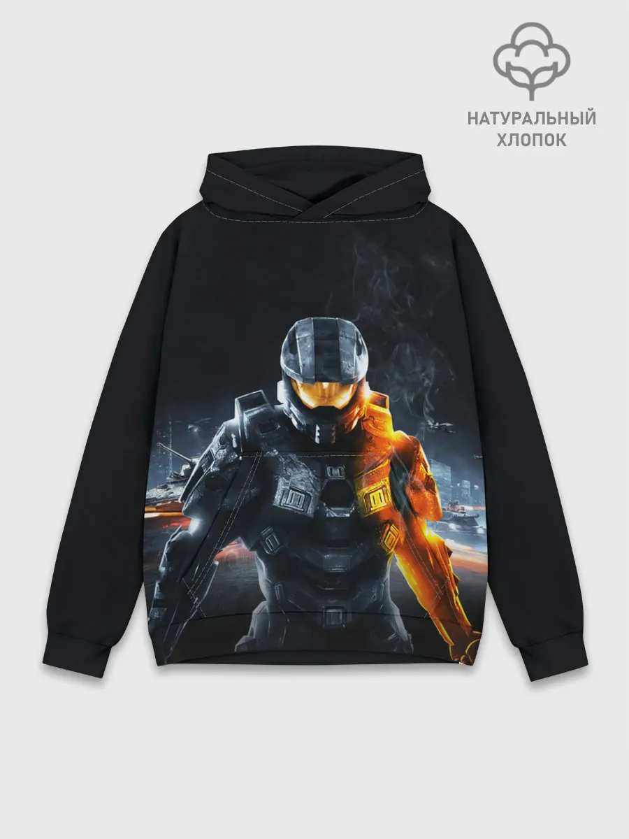 Худи мужской база хлопок / Halo x Battlefield