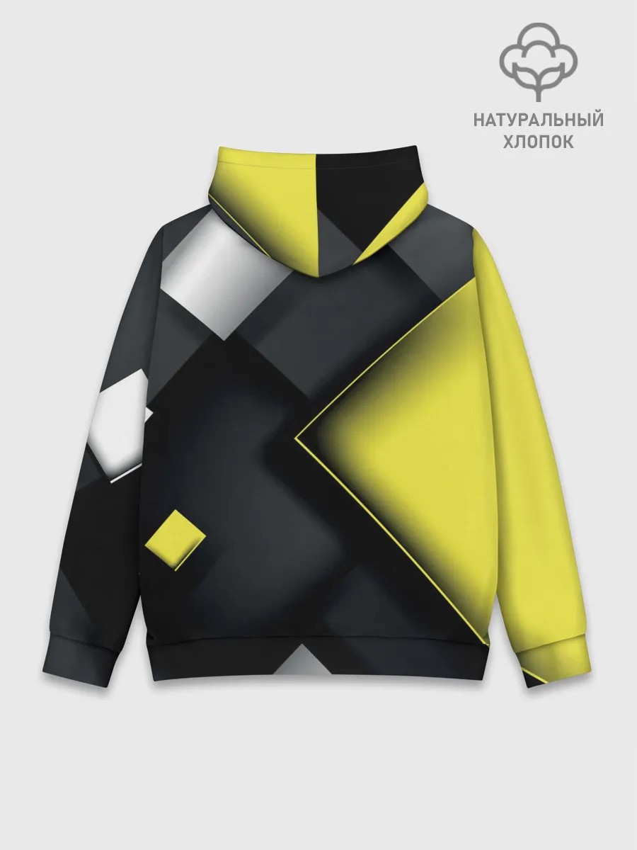 Худи мужской база хлопок / Желто черный ромб