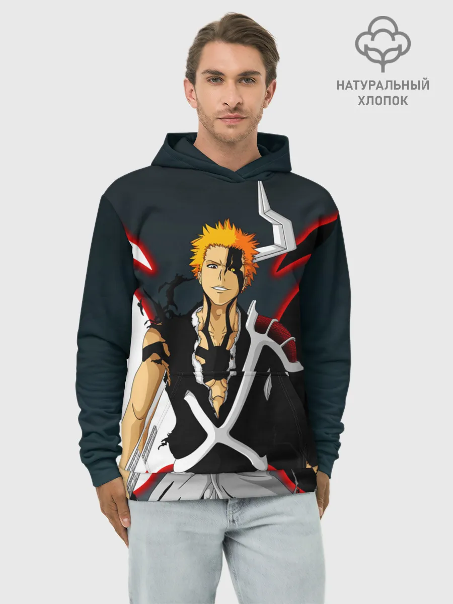 Худи мужской база хлопок / Блич Ичиго Куросаки