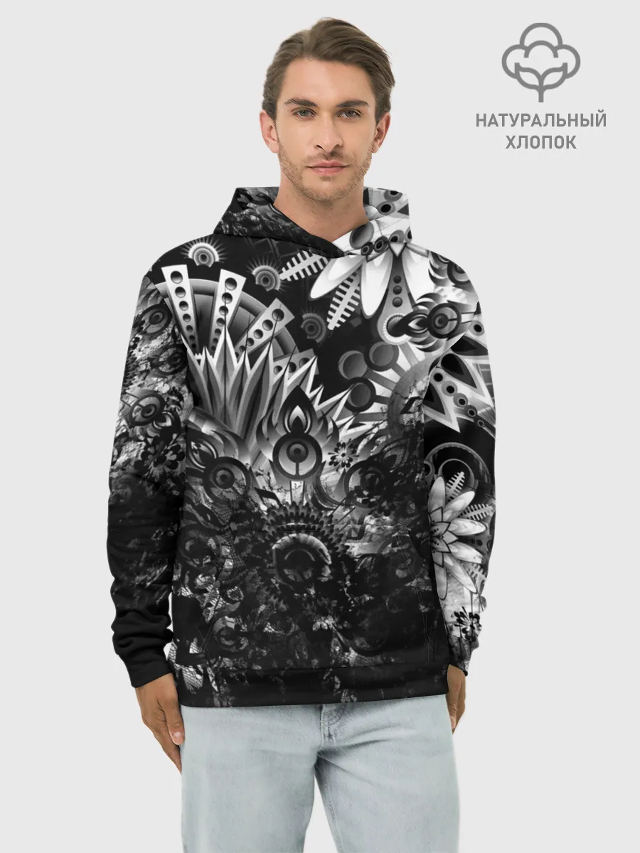 Худи мужской база хлопок / Floral Pattern
