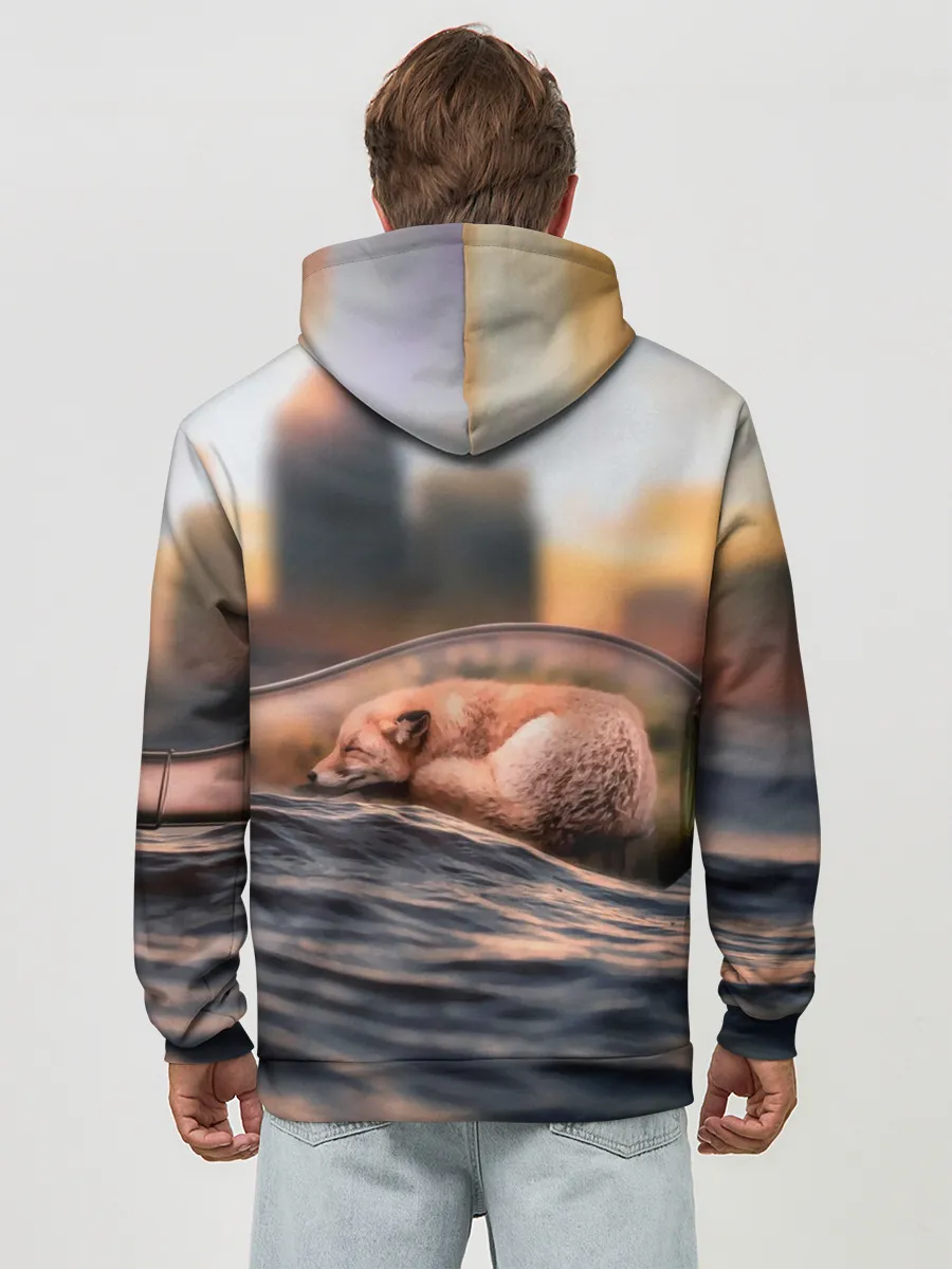 Худи мужской база хлопок / Лисенок в бутылке