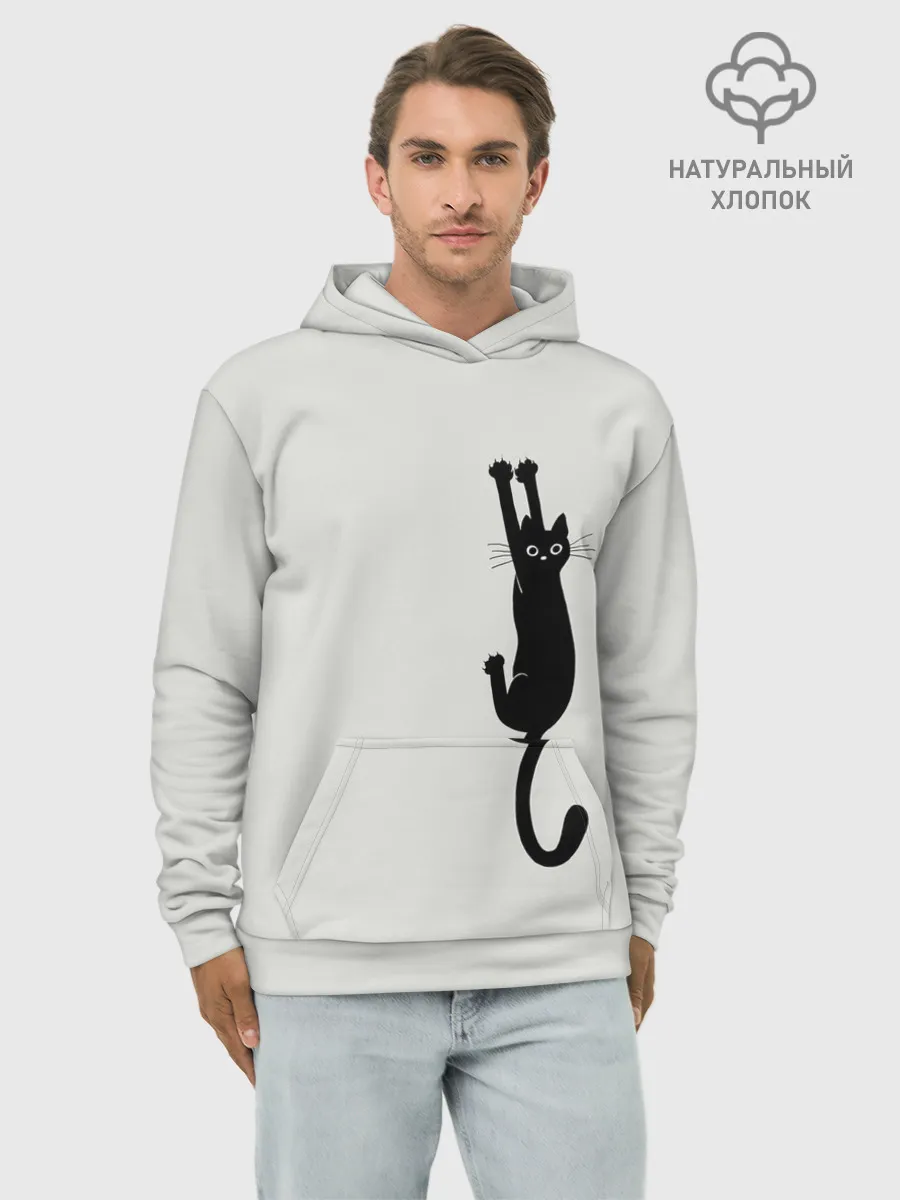 Худи мужской база хлопок / Испуганный кот