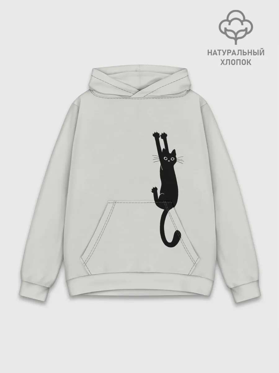 Худи мужской база хлопок / Испуганный кот
