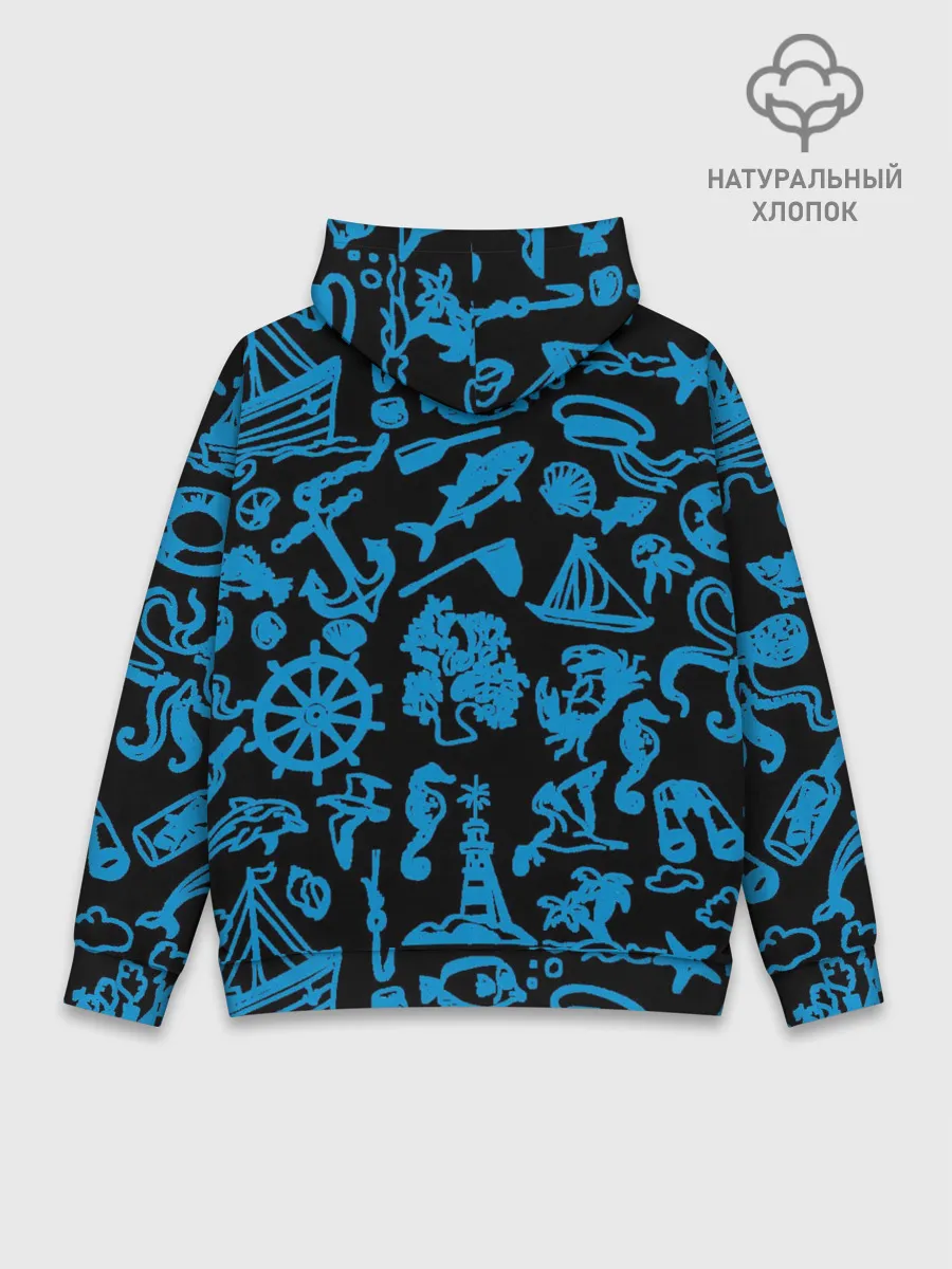 Худи мужской база хлопок / Морская тема