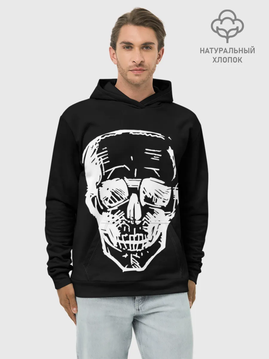 Худи мужской база хлопок / Скетч Черепа
