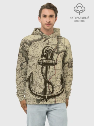 Худи мужской база хлопок / Морская Карта