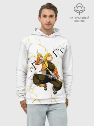 Худи мужской база хлопок / Agatsuma Zenitsu Kimetsu no Yaiba