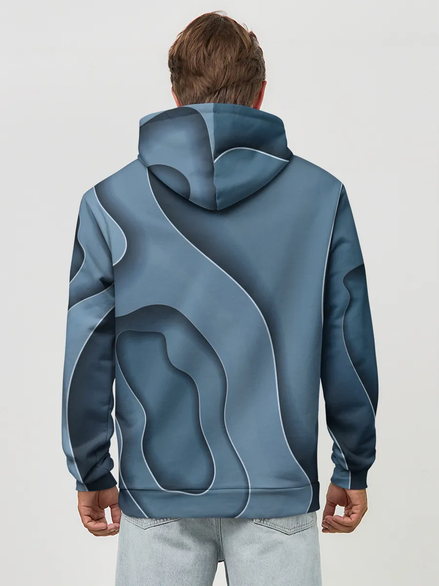 Худи мужской база хлопок / Абстракция бумажные волны