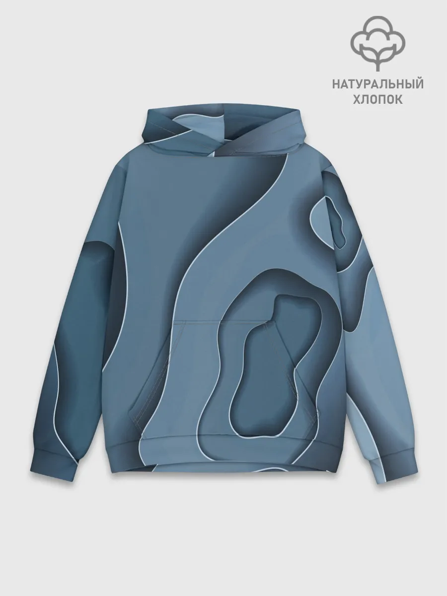 Худи мужской база хлопок / Абстракция бумажные волны