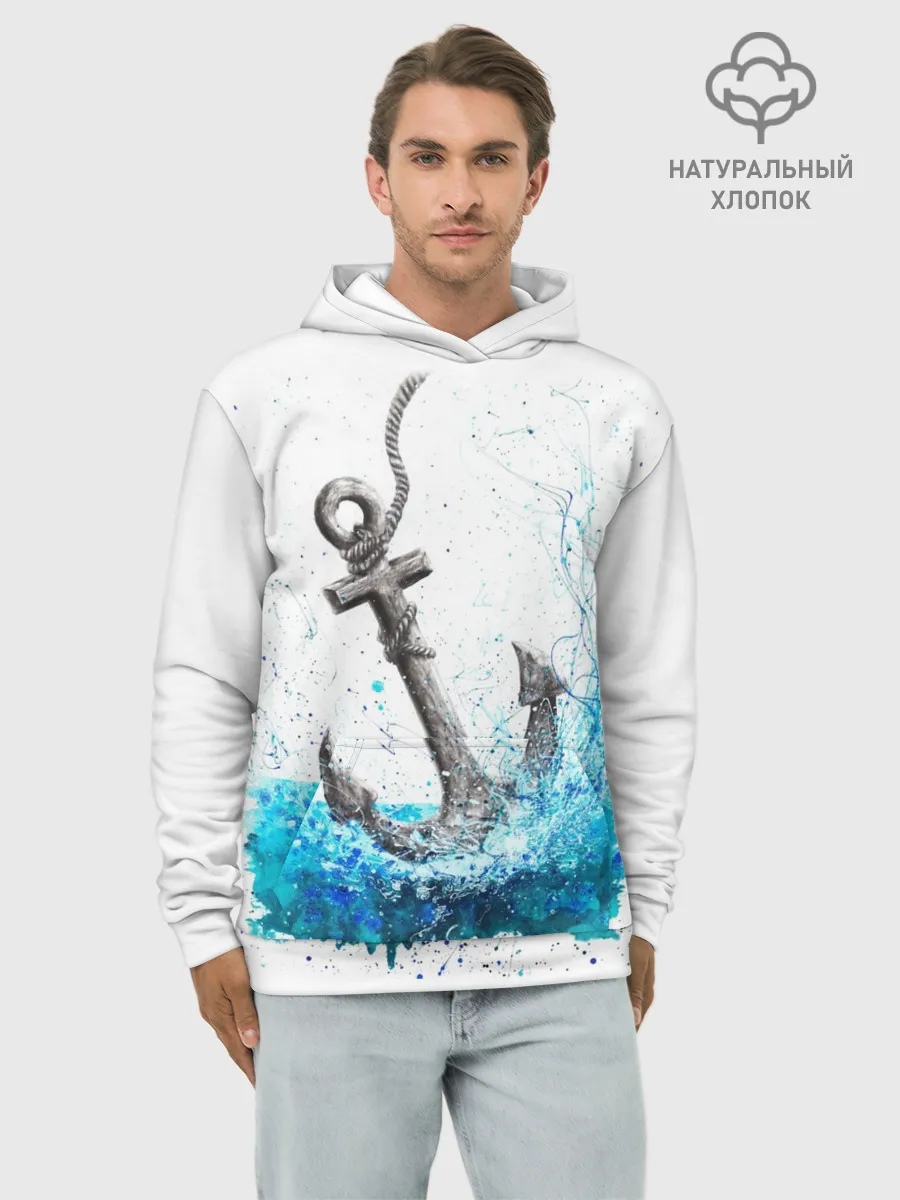 Худи мужской база хлопок / Якорь На Холсте