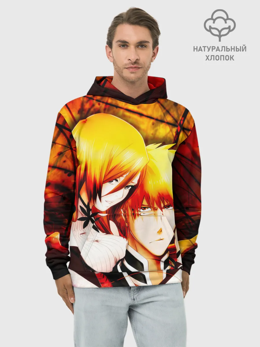 Худи мужской база хлопок / Ичиго Куросаки и Орихиме Иноуэ