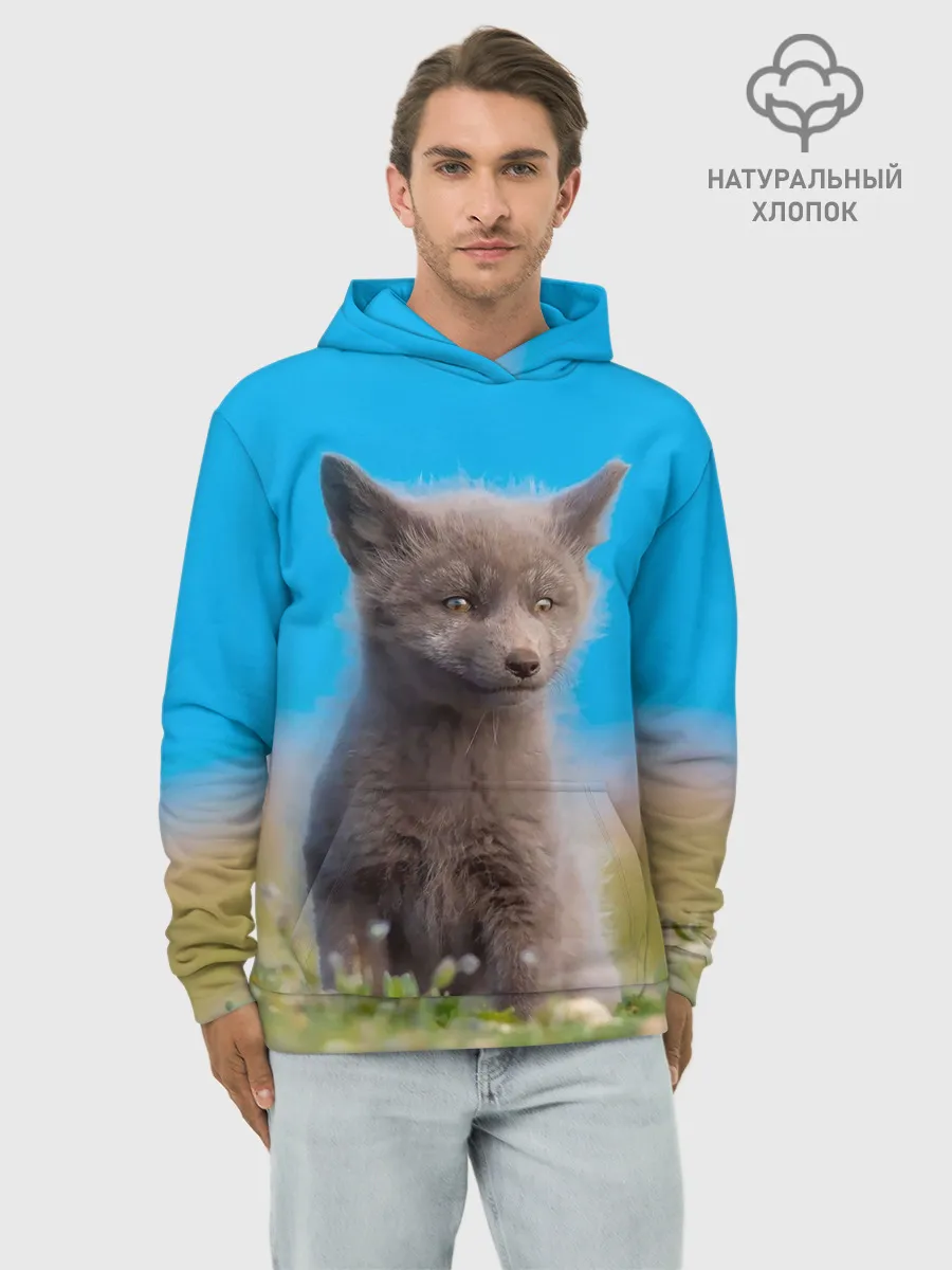 Худи мужской база хлопок / Смешной лисенок
